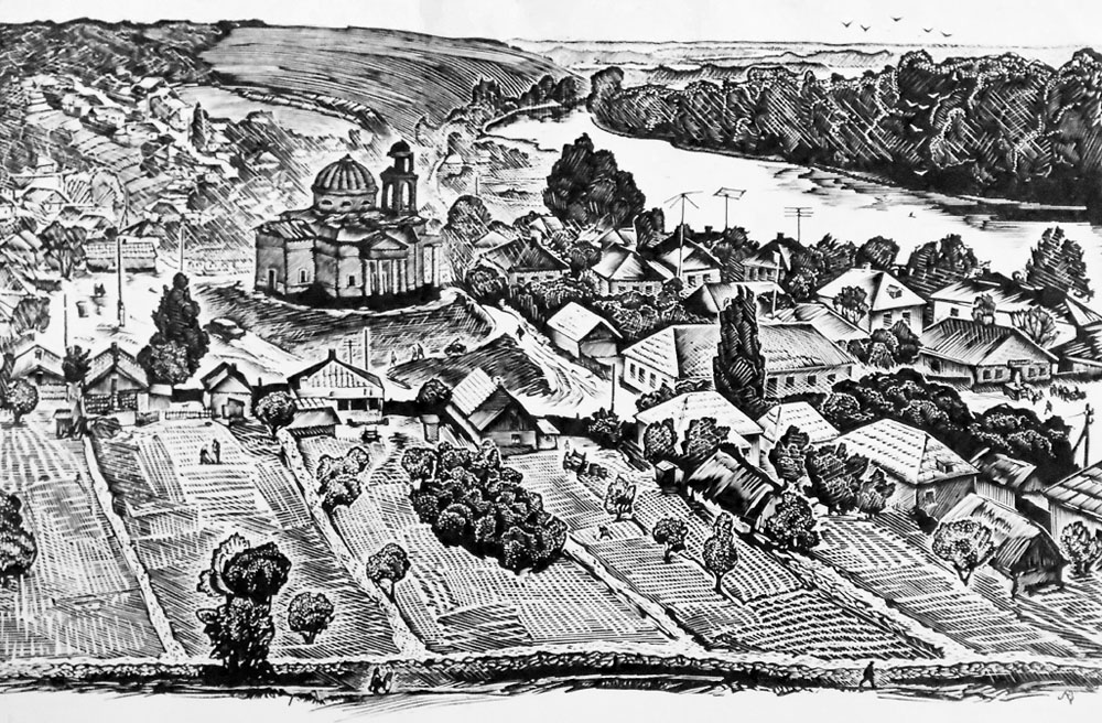 «Село Весела гора». 1975. Ліногравюра